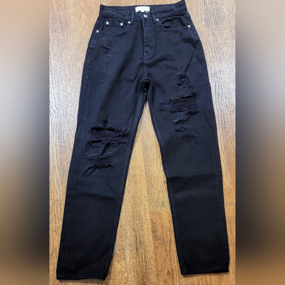 Grey Lab Los Angeles Black Distressed Women Jeans Sz 26